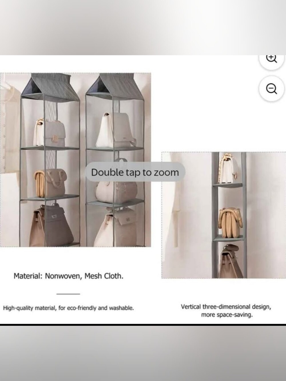 Hanging 4-Tier Closet Organizer Shelf - Gray Set Of 3